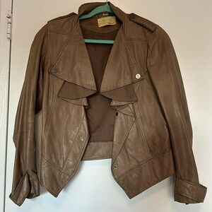 William Rast Distressed Brown Leather Jacket